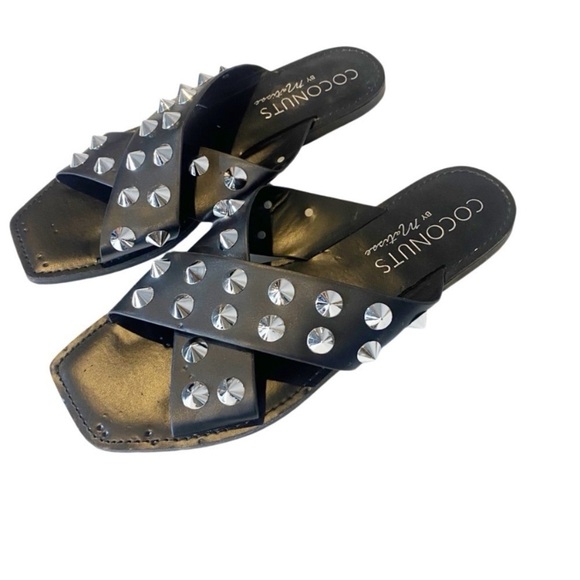 Coconuts by Matisse Lynwood Black Studded Slide Sandals - Picture 2 of 6